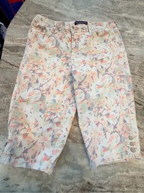Gloria Vanderbilt Floral Skimmer Capri Pants Cotton Stretch Size 14